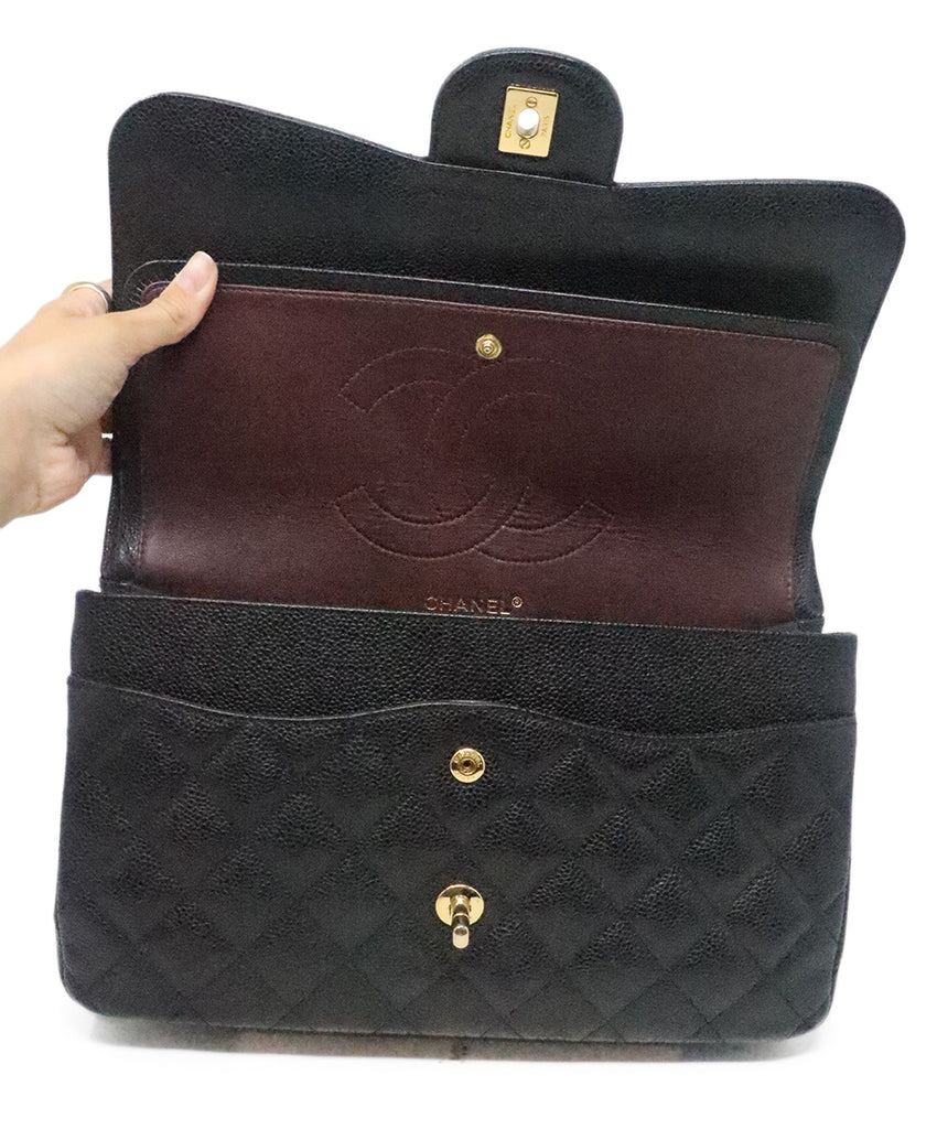 Chanel Black Caviar Leather Large Classic Flap Bag 6