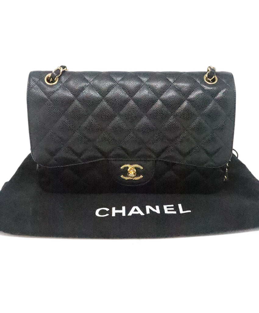 Chanel Black Caviar Leather Large Classic Flap Bag 5