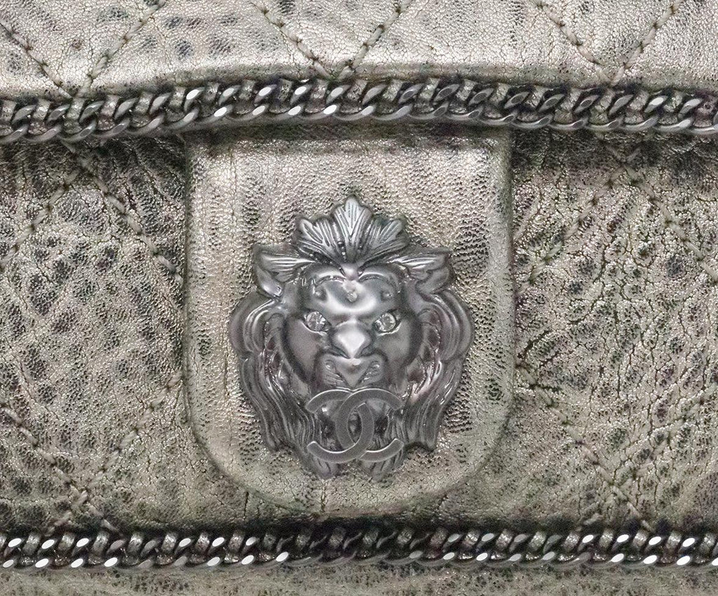 Chanel Silver Leo Lion Flap Bag 8