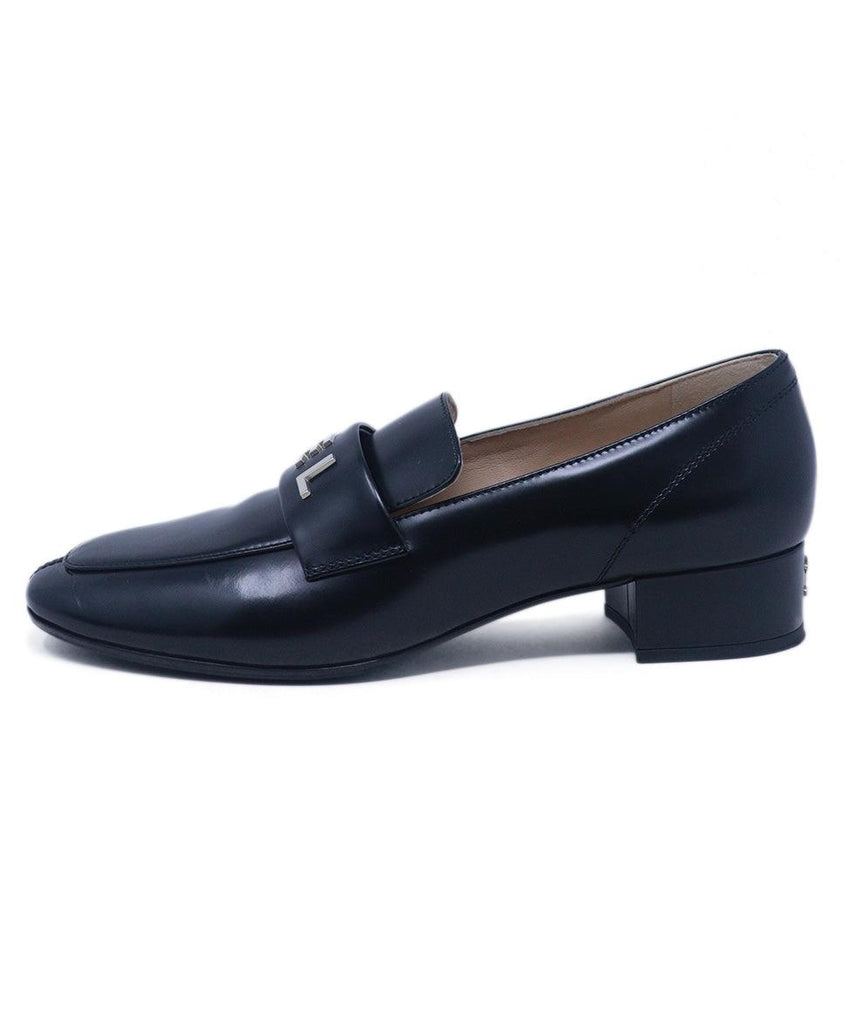 Chanel Black Leather Lettering Loafers 1