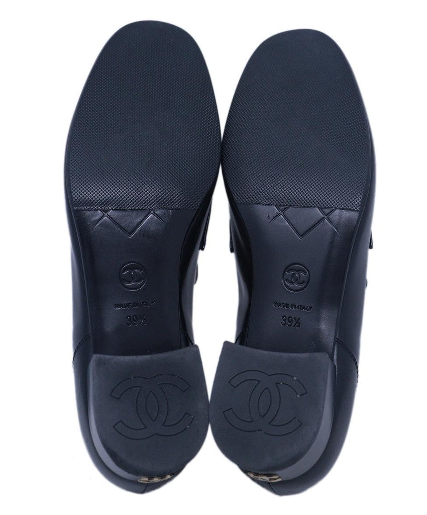 Chanel Black Leather Lettering Loafers 4