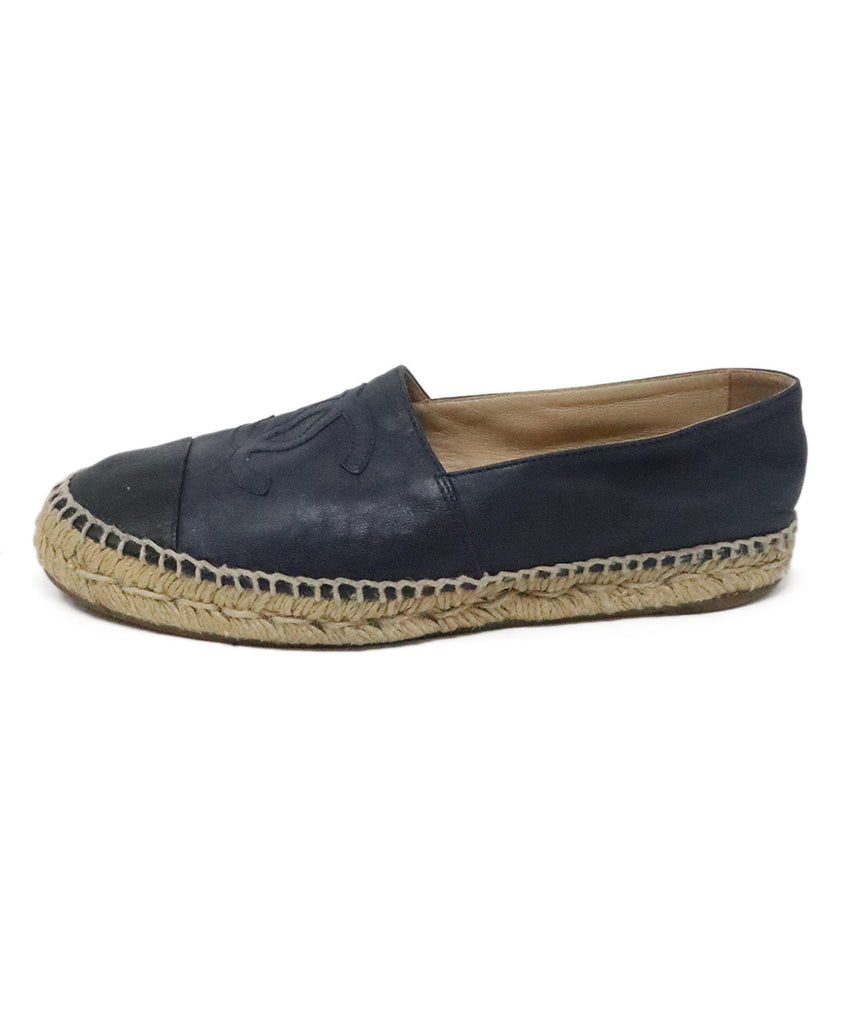 Chanel Navy & Black Leather Espadrilles 1