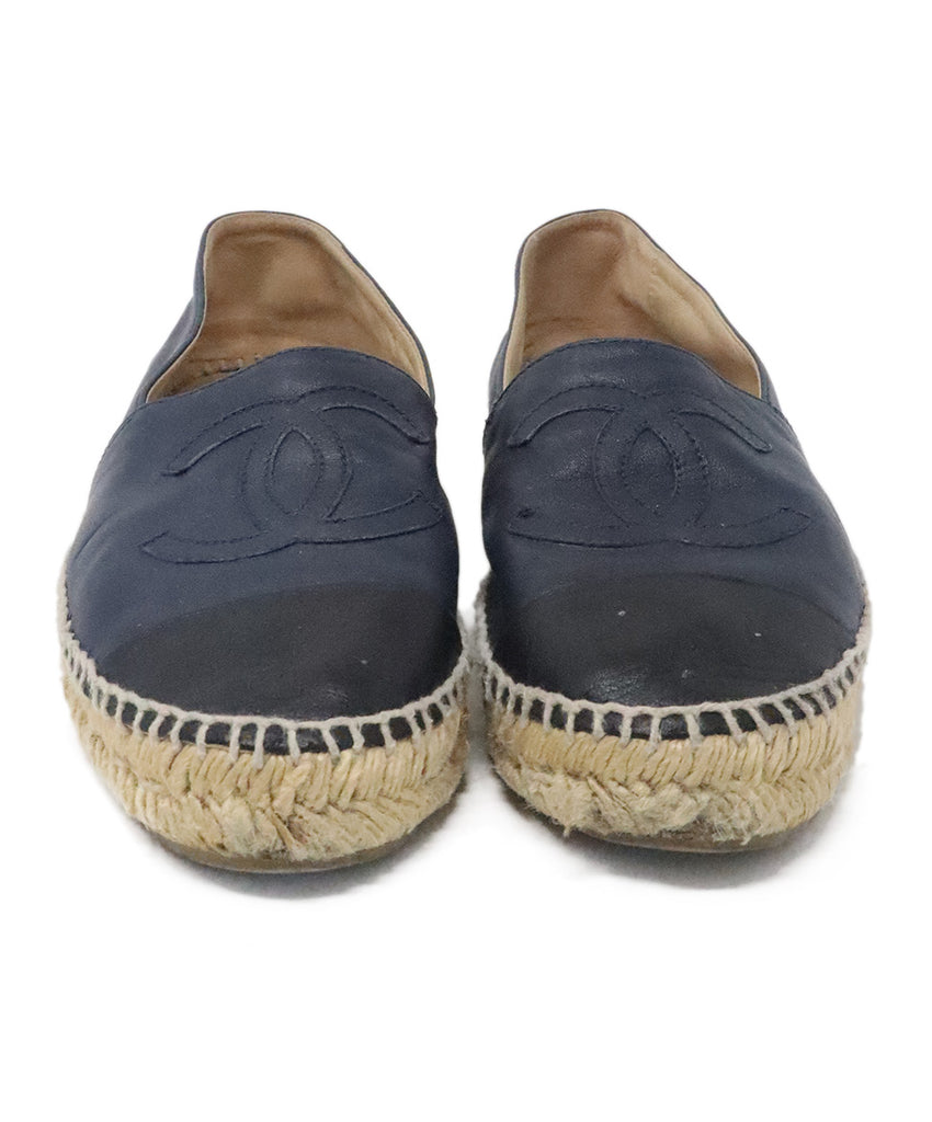 Chanel Navy & Black Leather Espadrilles 3