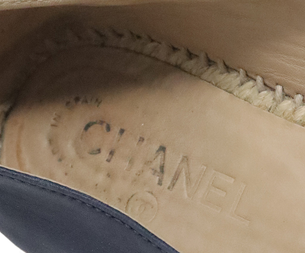 Chanel Navy & Black Leather Espadrilles 5