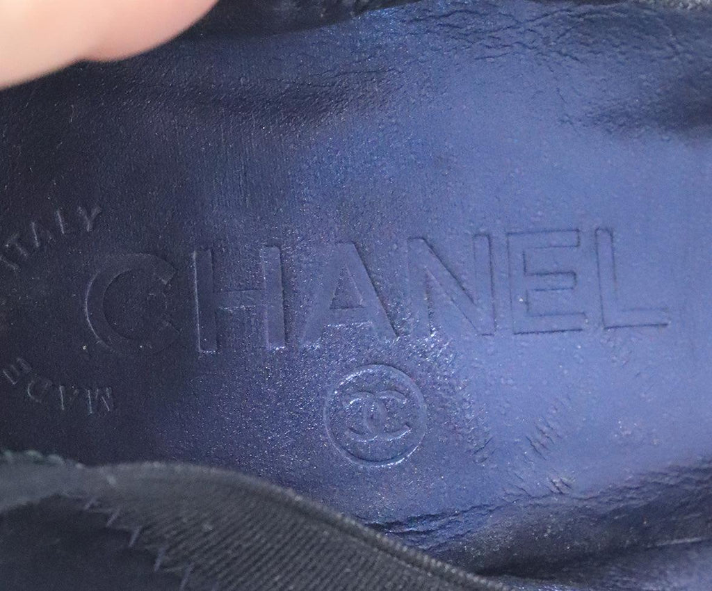 Chanel Navy Suede Glitter Heels 5