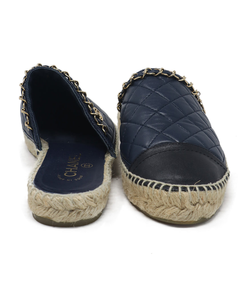 Chanel Navy & Black Espadrille Slides 2