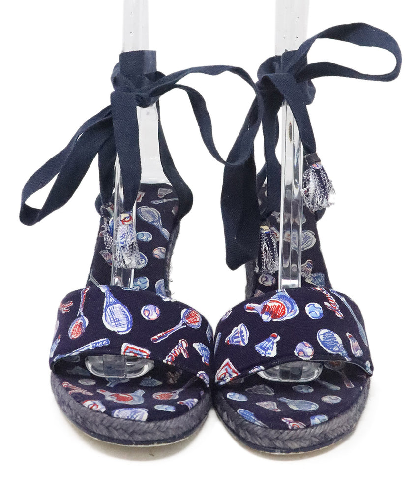 Chanel Navy Print Canvas Espadrilles 3