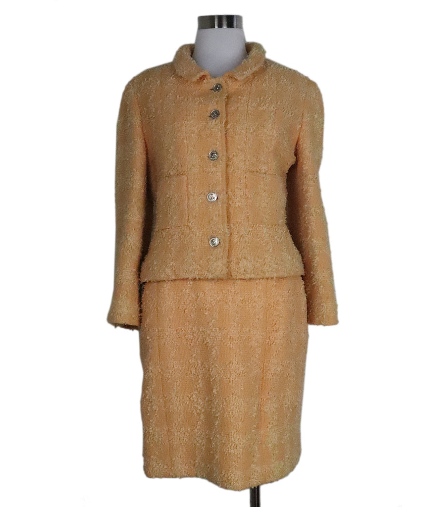 Chanel Vintage Peach Tweed Skirt Suit 