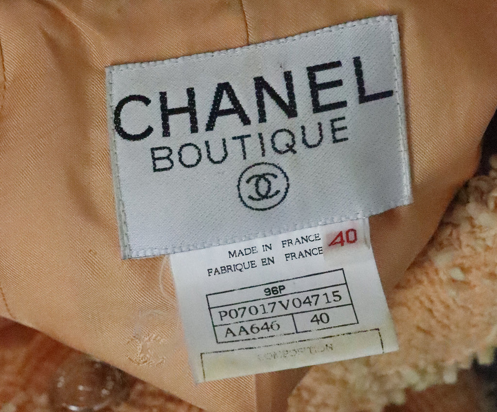 Chanel Vintage Peach Tweed Skirt Suit 3