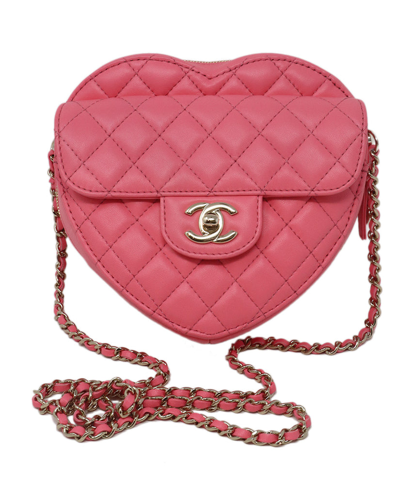 Chanel Pink Quilted Leather Heart Crossbody 