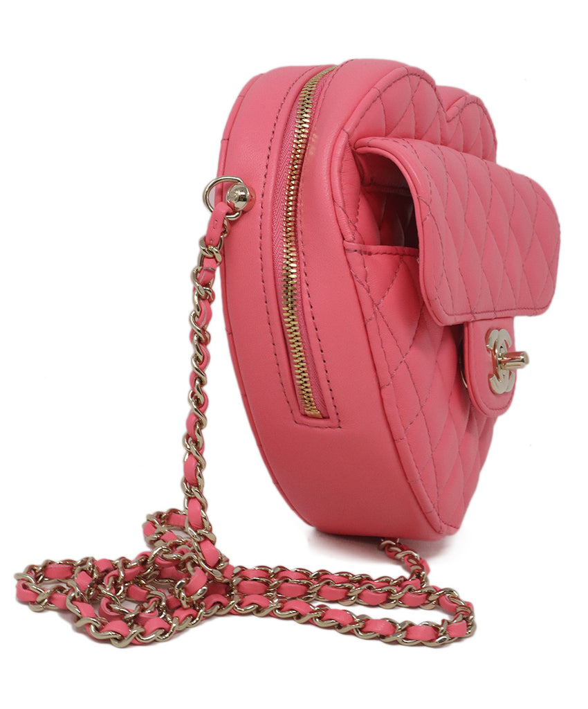 Chanel Pink Quilted Leather Heart Crossbody 1