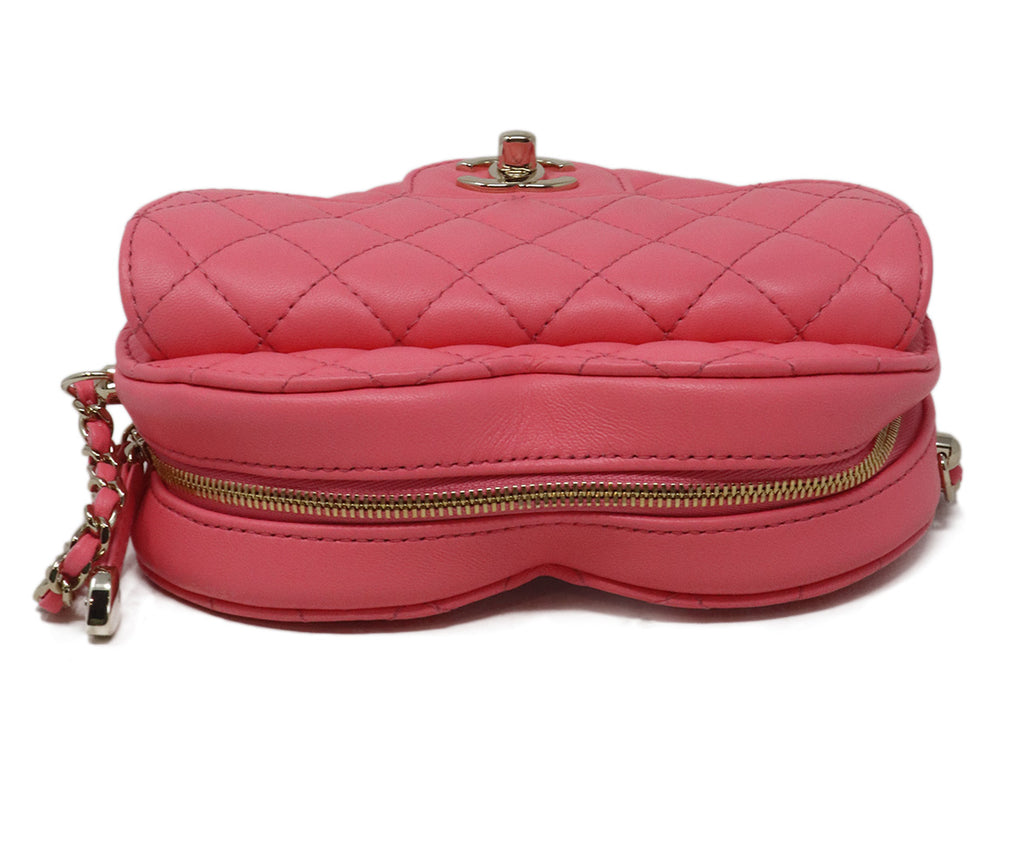 Chanel Pink Quilted Leather Heart Crossbody 4