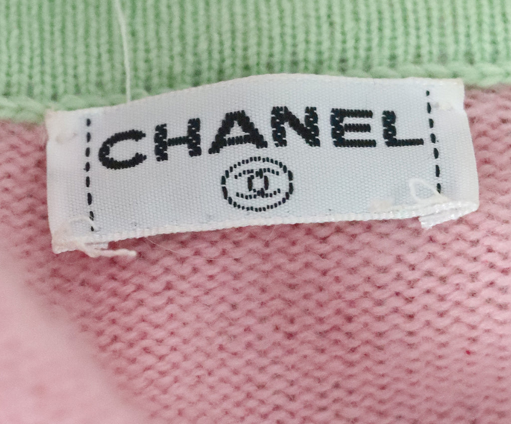 Chanel Vintage Pink & Mint Cashmere Cardigan 3