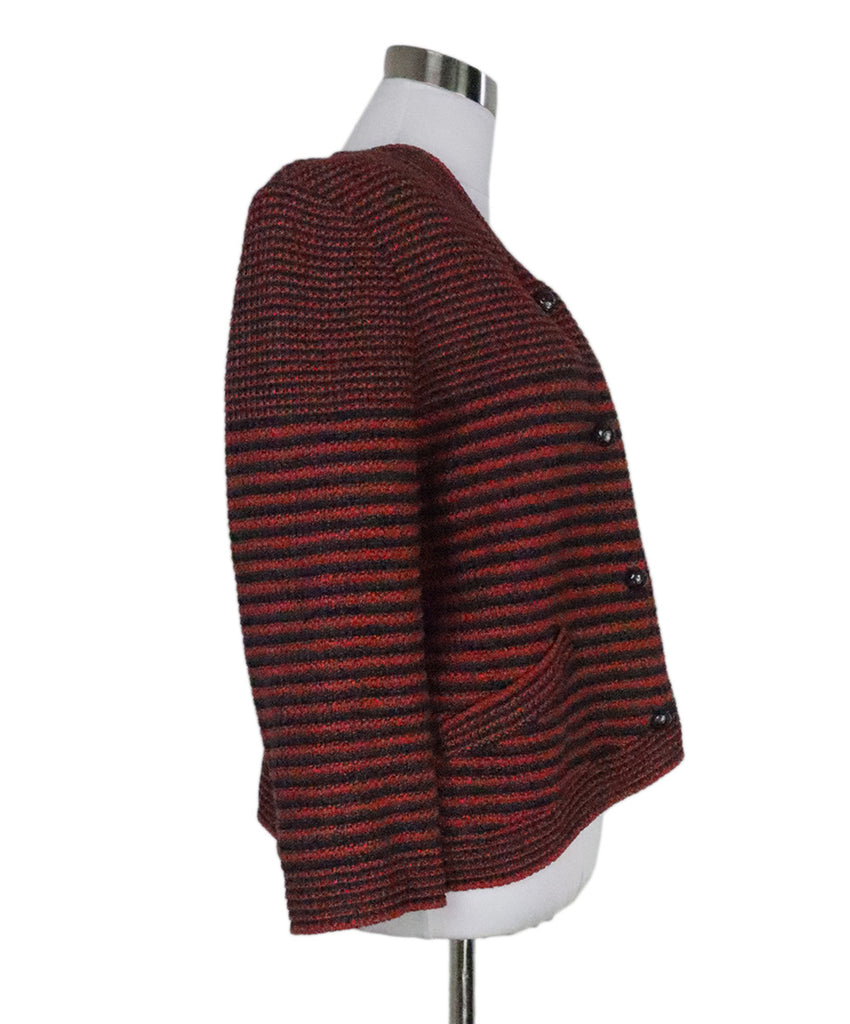 Chanel Red & Navy Striped Cardigan 1