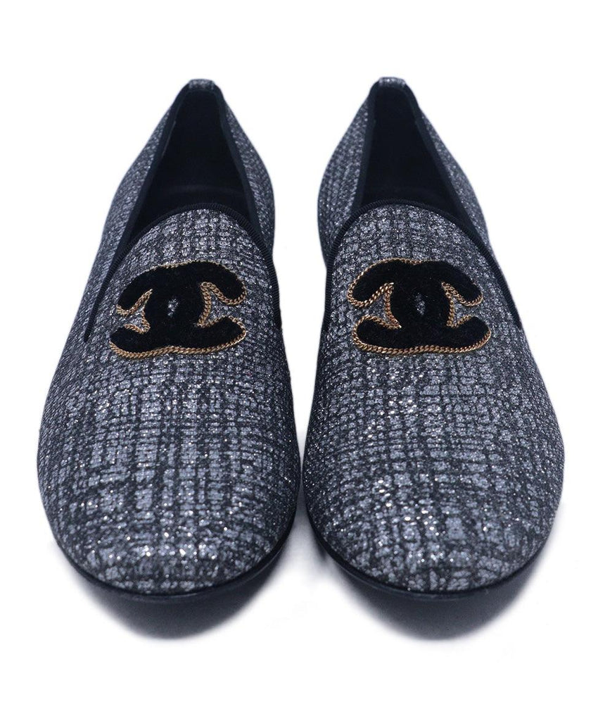 Chanel Silver & Black Lurex Flats 3