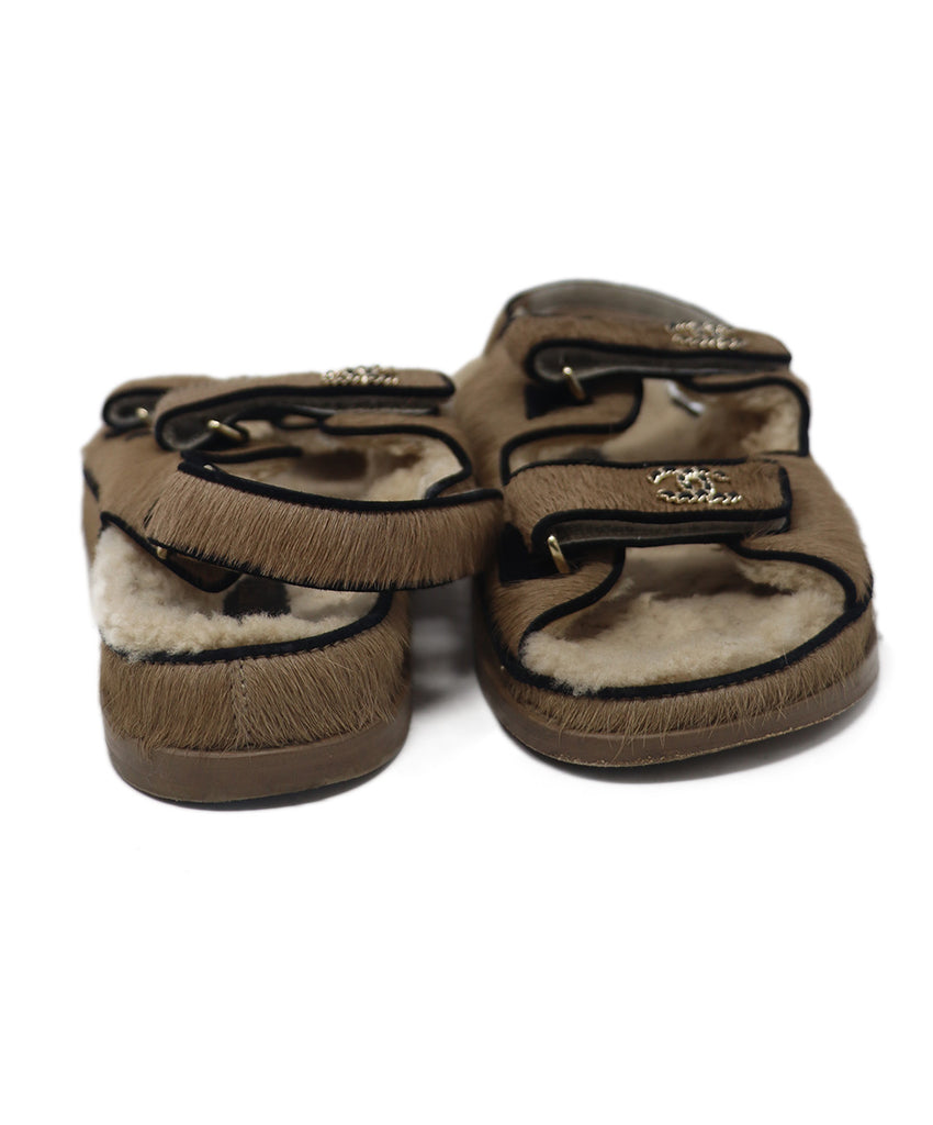 Chanel Tan Fur & Shearling Sandals 2