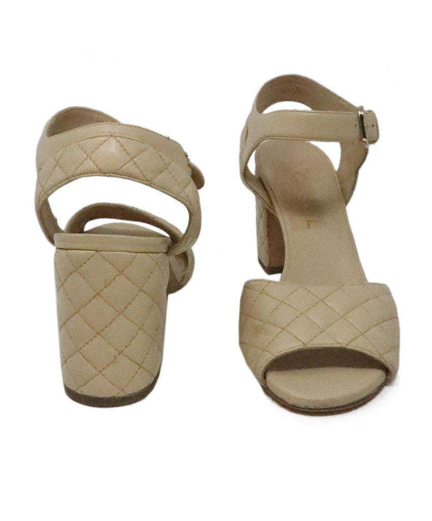 Chanel Tan Quilted Leather Heels 2