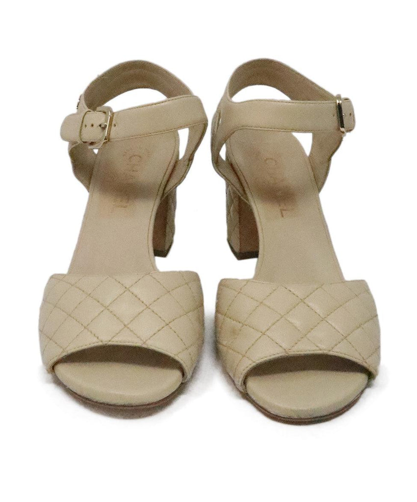 Chanel Tan Quilted Leather Heels 3