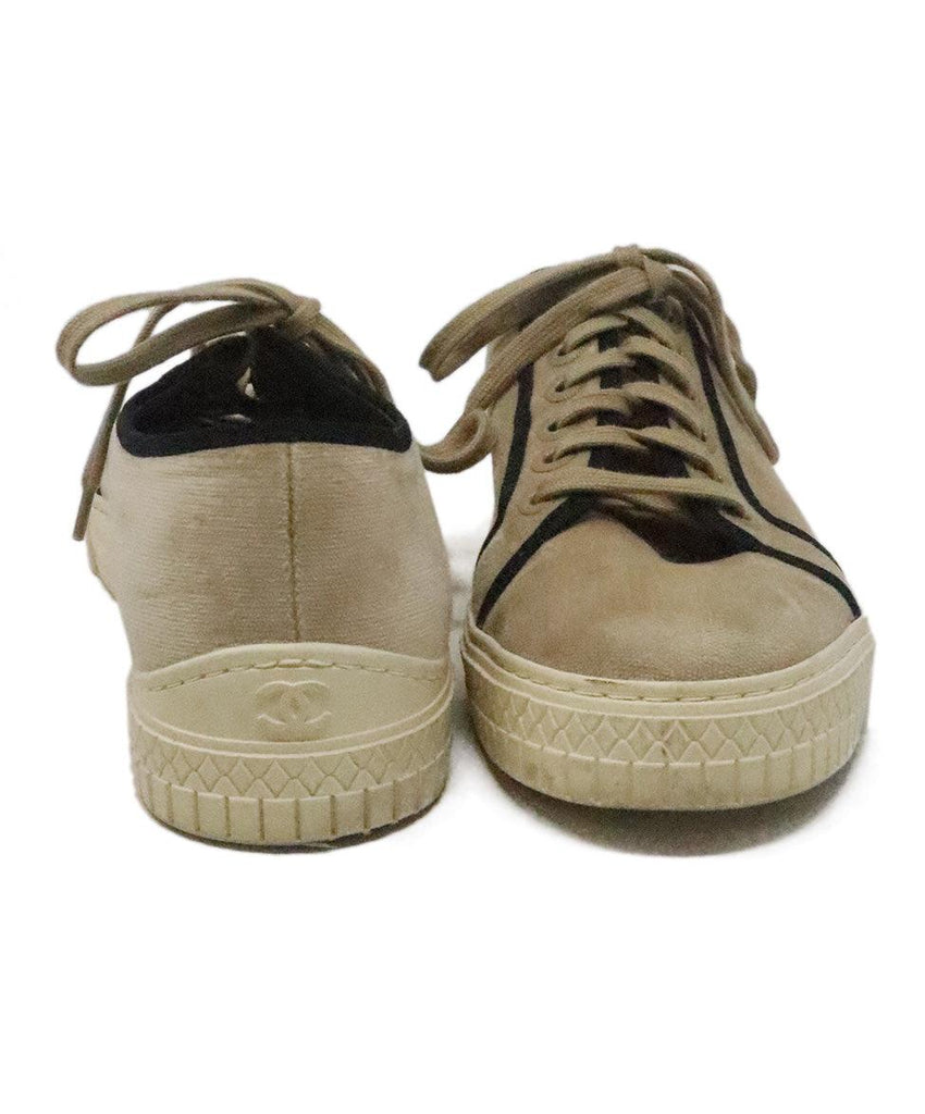 Chanel Tan & Black Velvet Sneakers 2