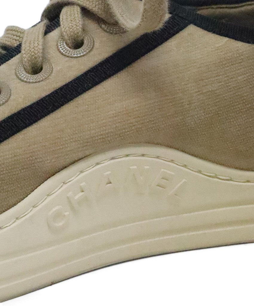 Chanel Tan & Black Velvet Sneakers 5