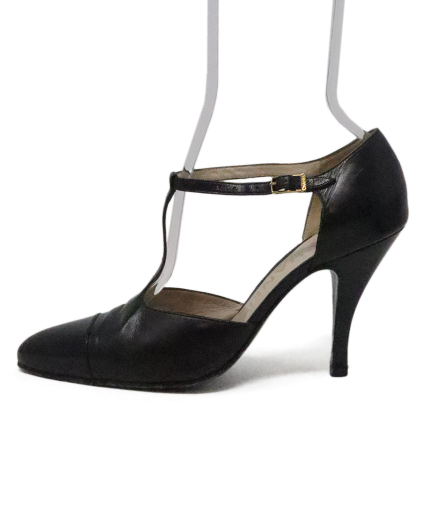 Chanel Vintage Black Leather Heels 1