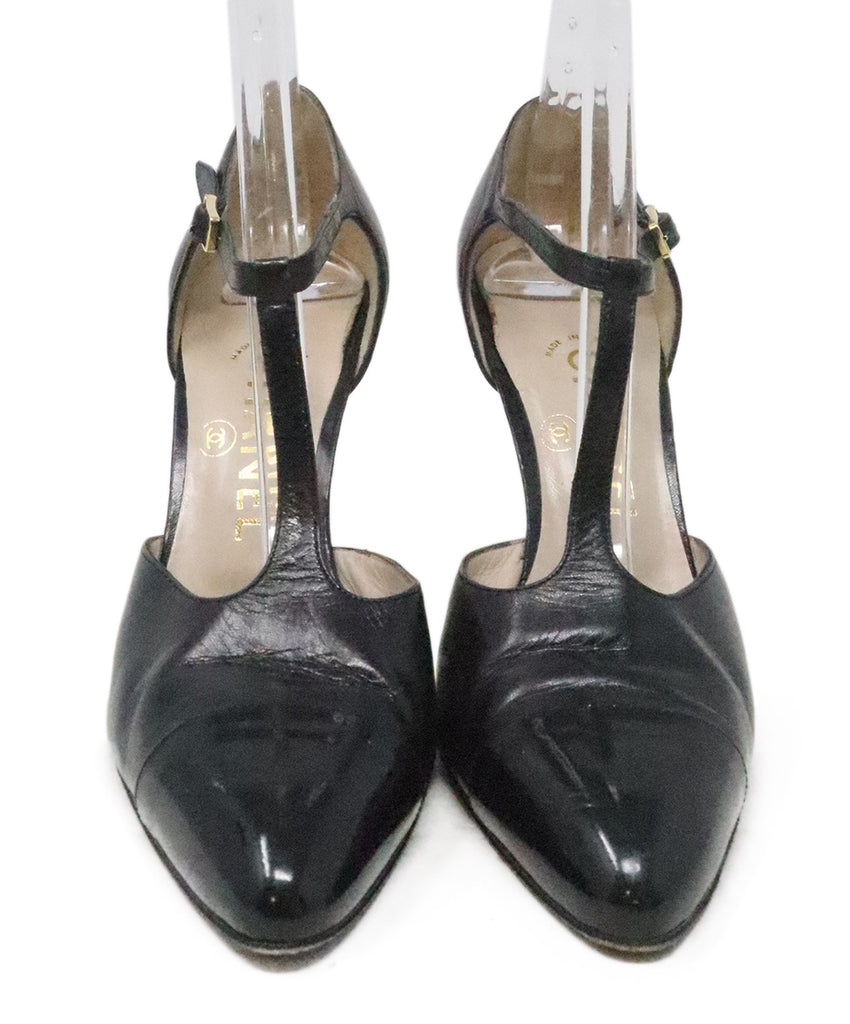 Chanel Vintage Black Leather Heels 3