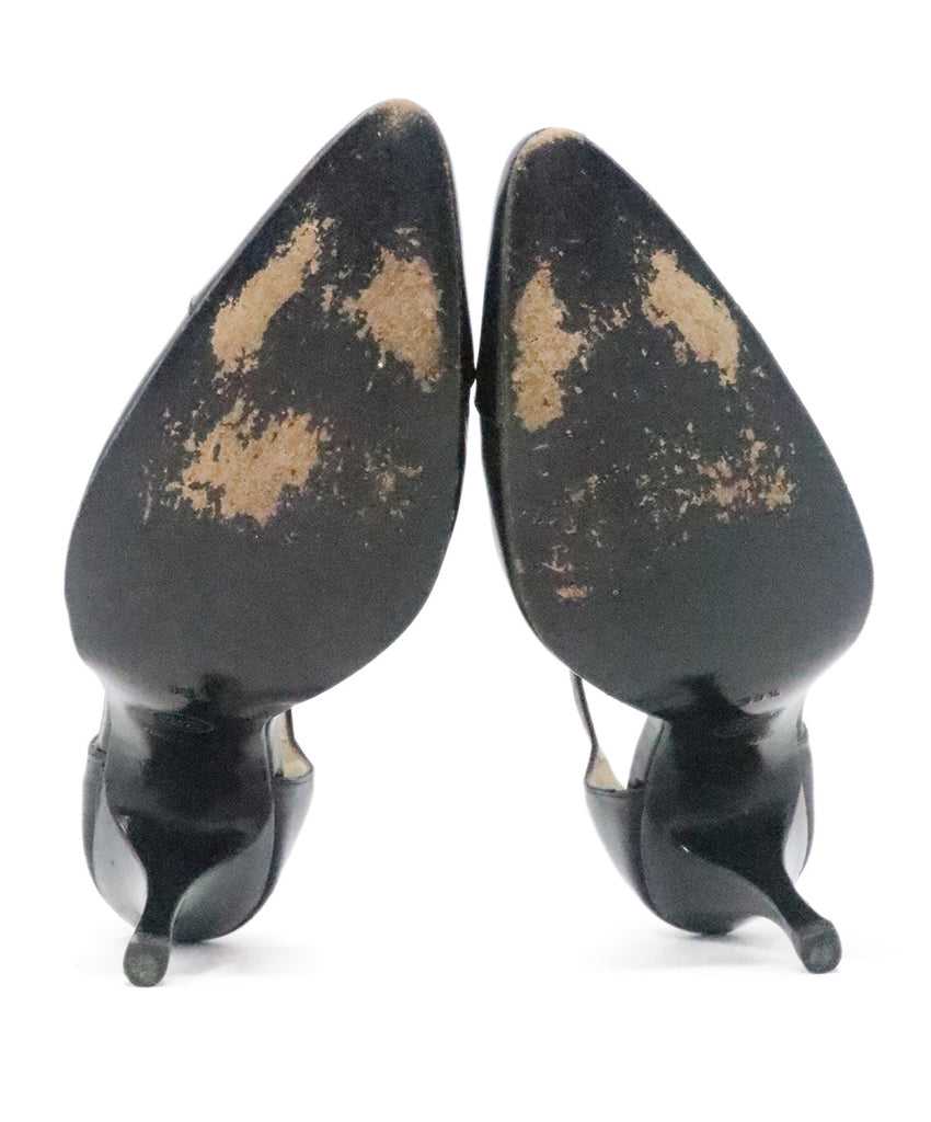 Chanel Vintage Black Leather Heels 4