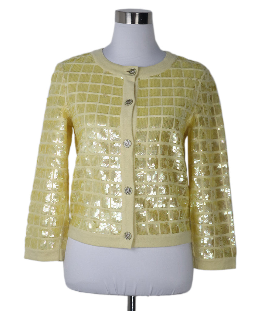 Chanel Yellow Cashmere Sequins Cardigan 