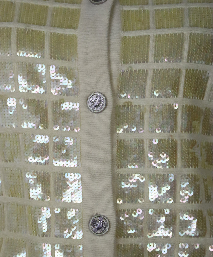 Chanel Yellow Cashmere Sequins Cardigan 5