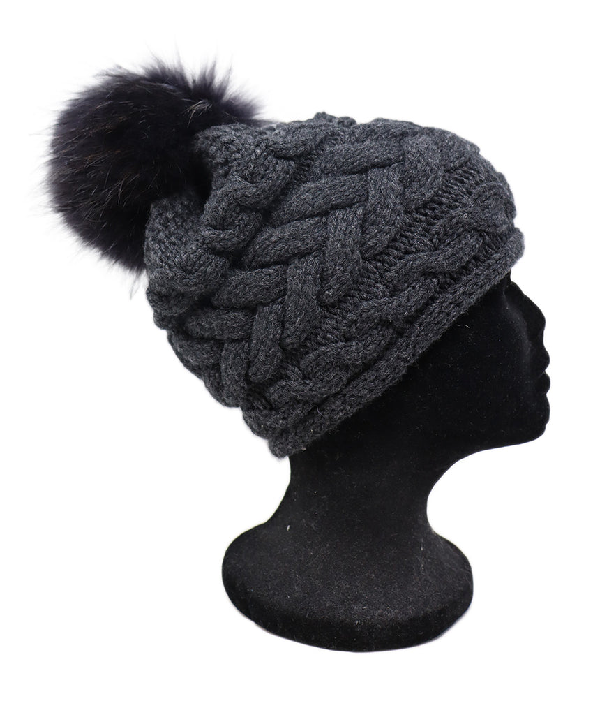 Charcoal Grey Cashmere Pom-Pom Hat 1