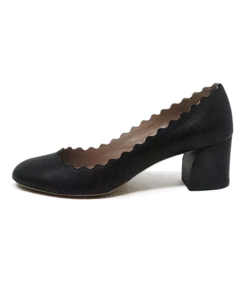 Chloe Black Leather Scallop Heels 1