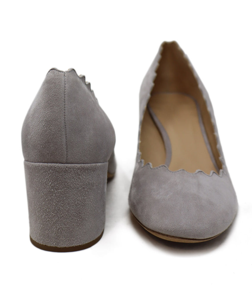 Chloe Grey Suede Scallop Trim Heels 2