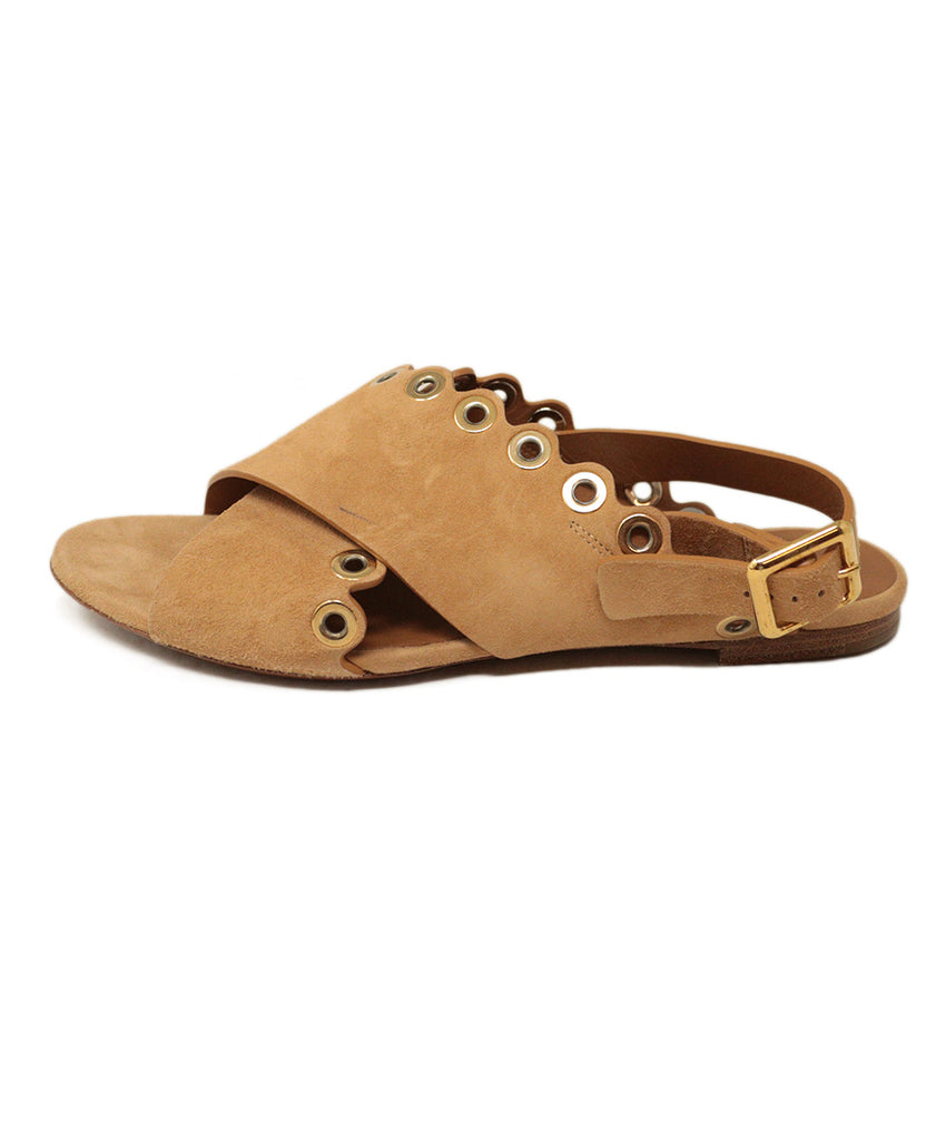 Chloe Tan Suede Grommet Sandals 1