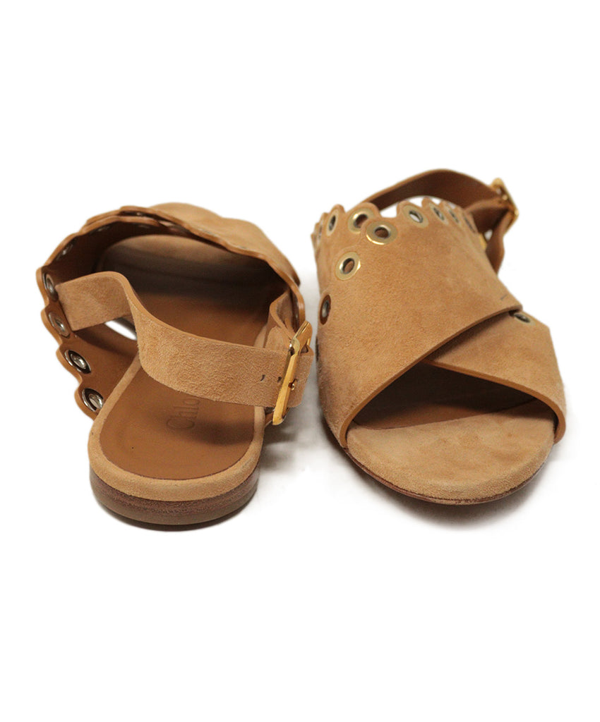 Chloe Tan Suede Grommet Sandals 2