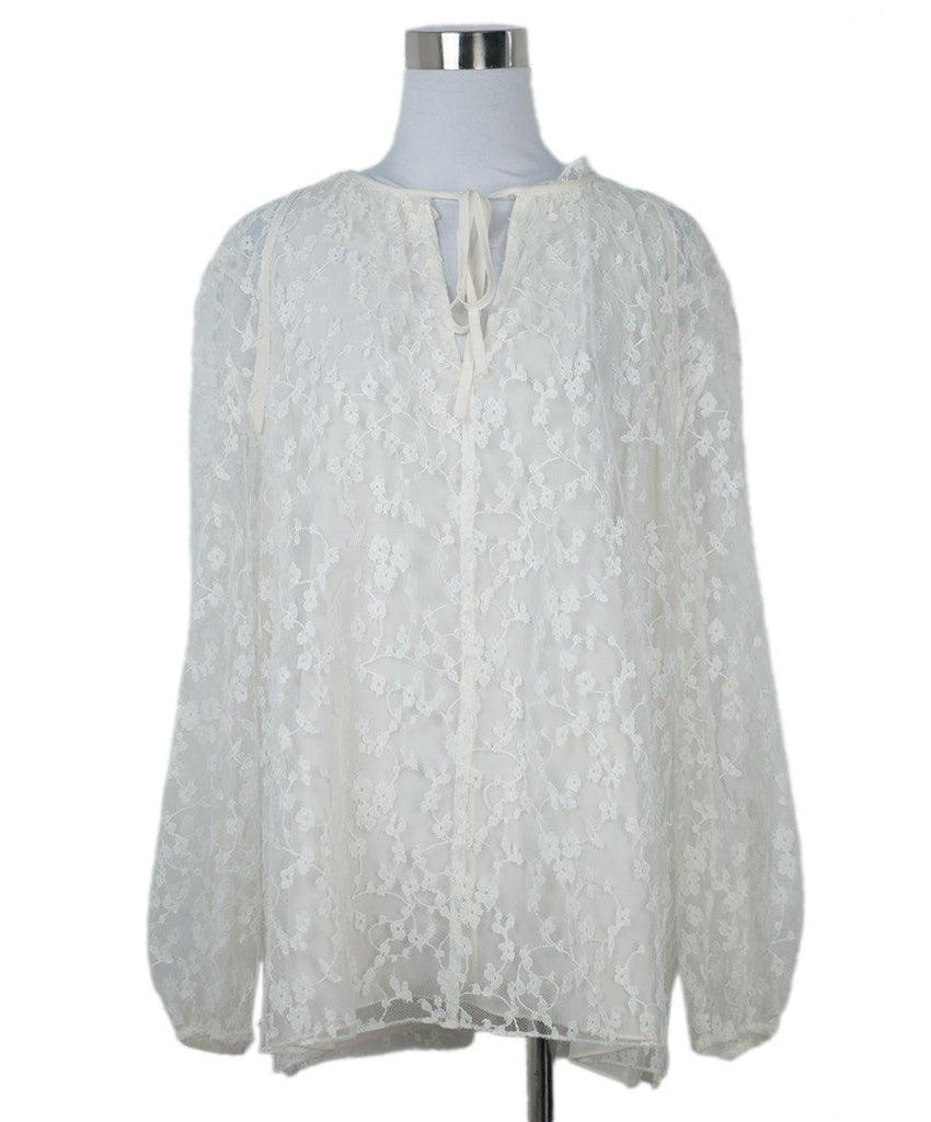 Chloe White Silk Lace Blouse 