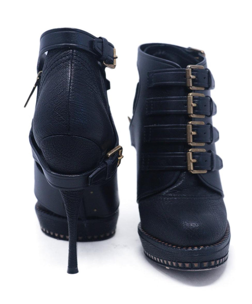 Christian Dior Black Leather Buckle Booties 2