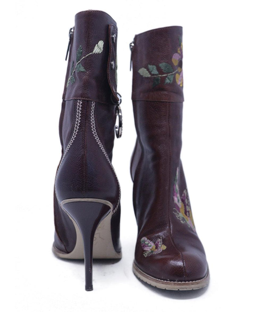 Christian Dior Brown Leather Embroidered Boots 2