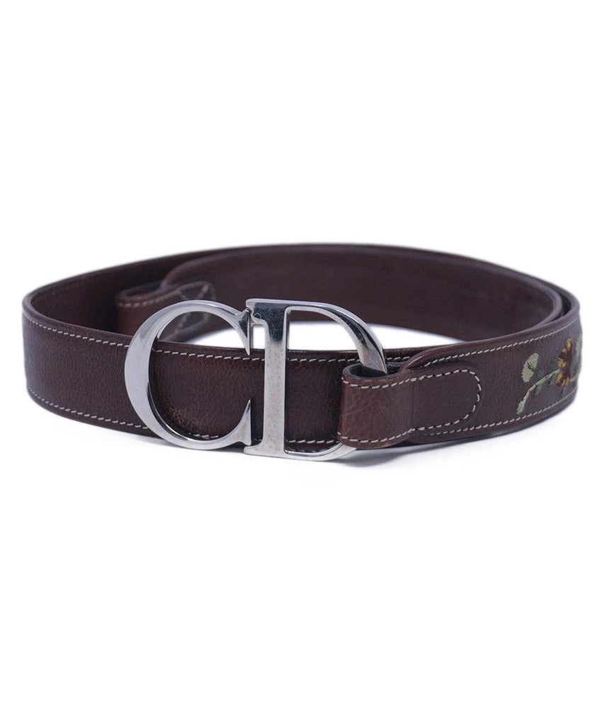 Christian Dior Brown Embroidered Belt 