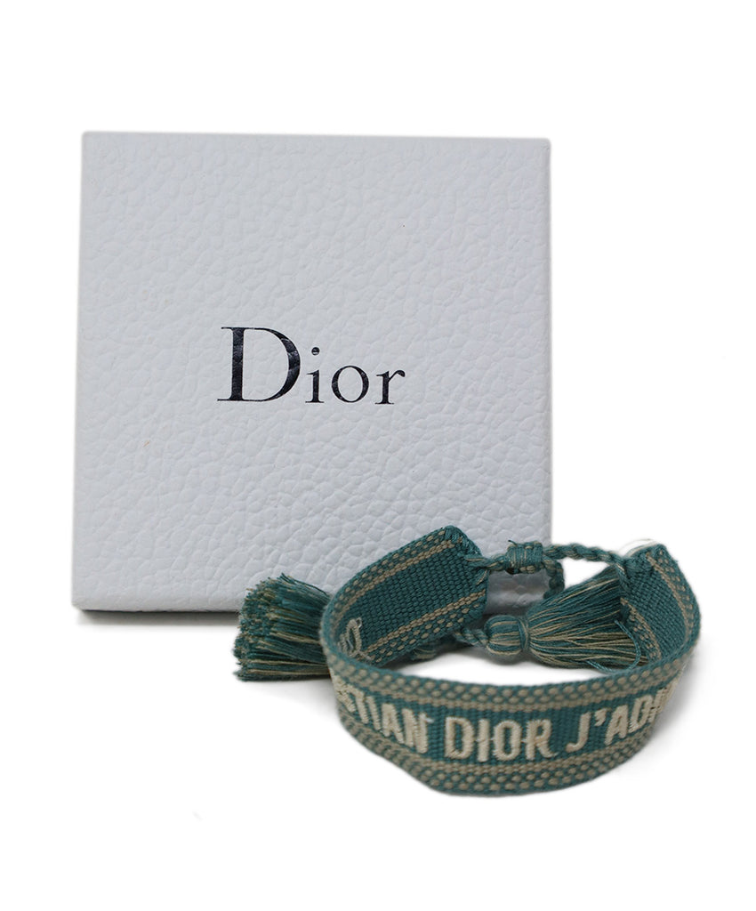 Christian Dior Green & Beige Embroidered Bracelet 2