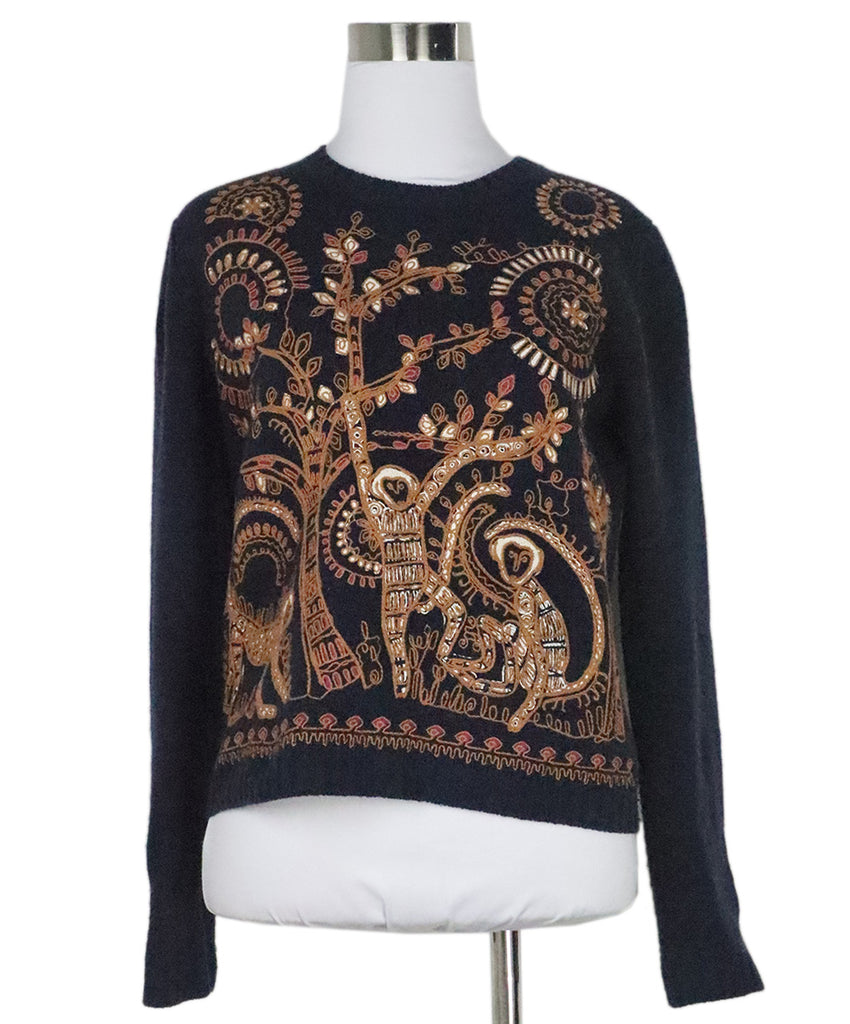 Christian Dior Navy Monkey Embroidered Sweater 