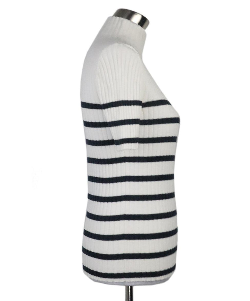 Christian Dior White & Navy Striped Turtleneck 1