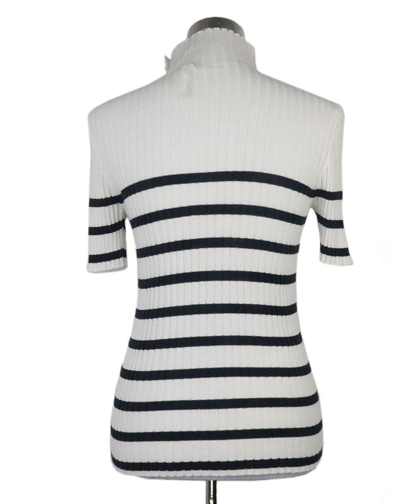 Christian Dior White & Navy Striped Turtleneck 2