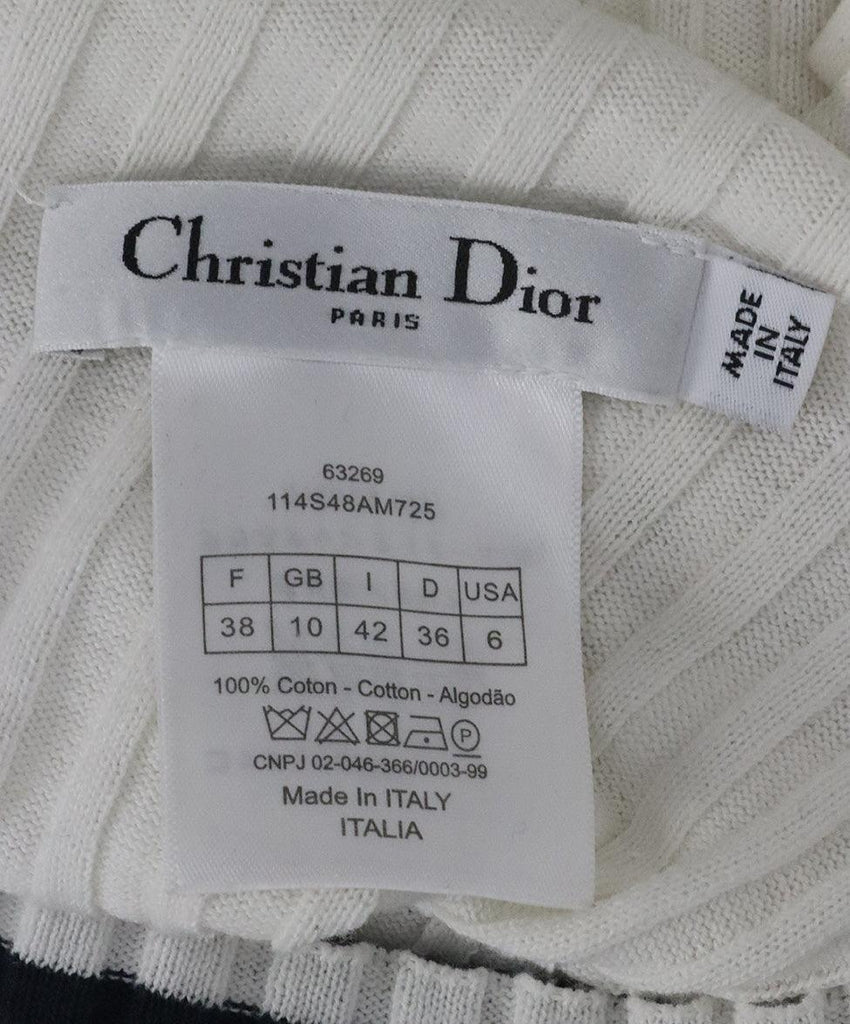 Christian Dior White & Navy Striped Turtleneck 3