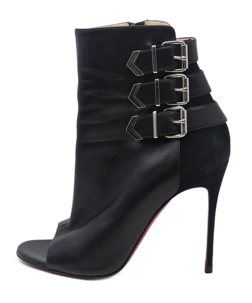 Christian Louboutin Black Leather Buckle Booties 1