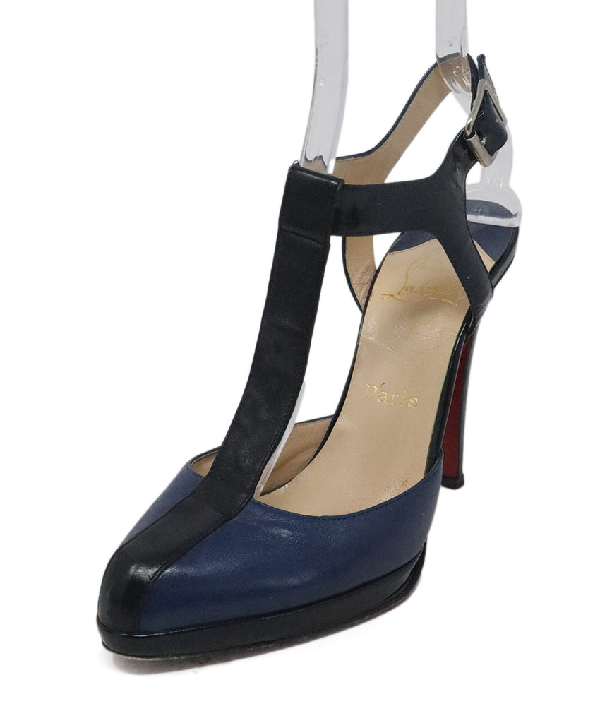 Christian Louboutin Blue & Black Leather Heels 