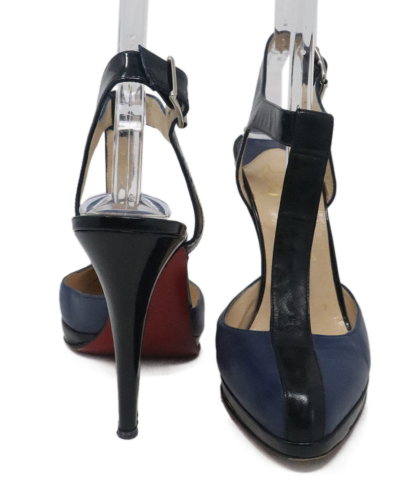 Christian Louboutin Blue & Black Leather Heels 2