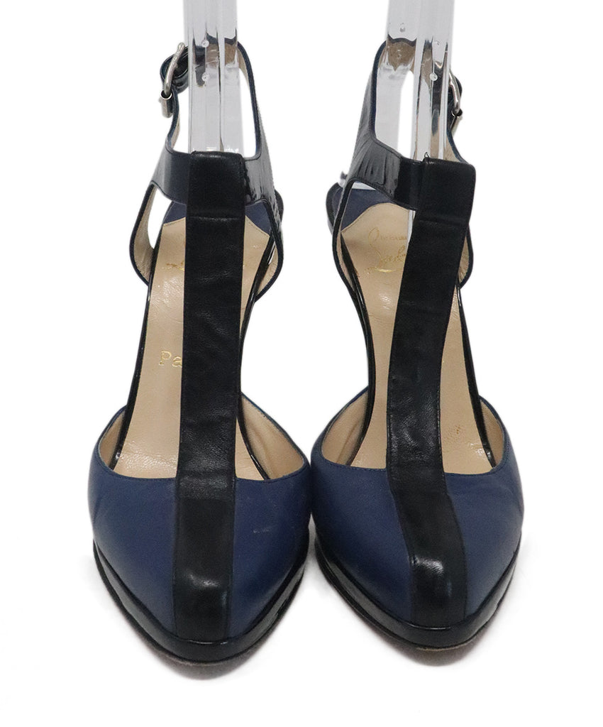 Christian Louboutin Blue & Black Leather Heels 3