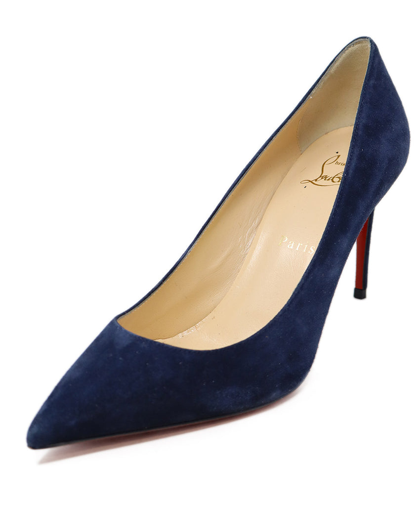 Christian Louboutin Blue Navy Suede Red Bottom Heels 