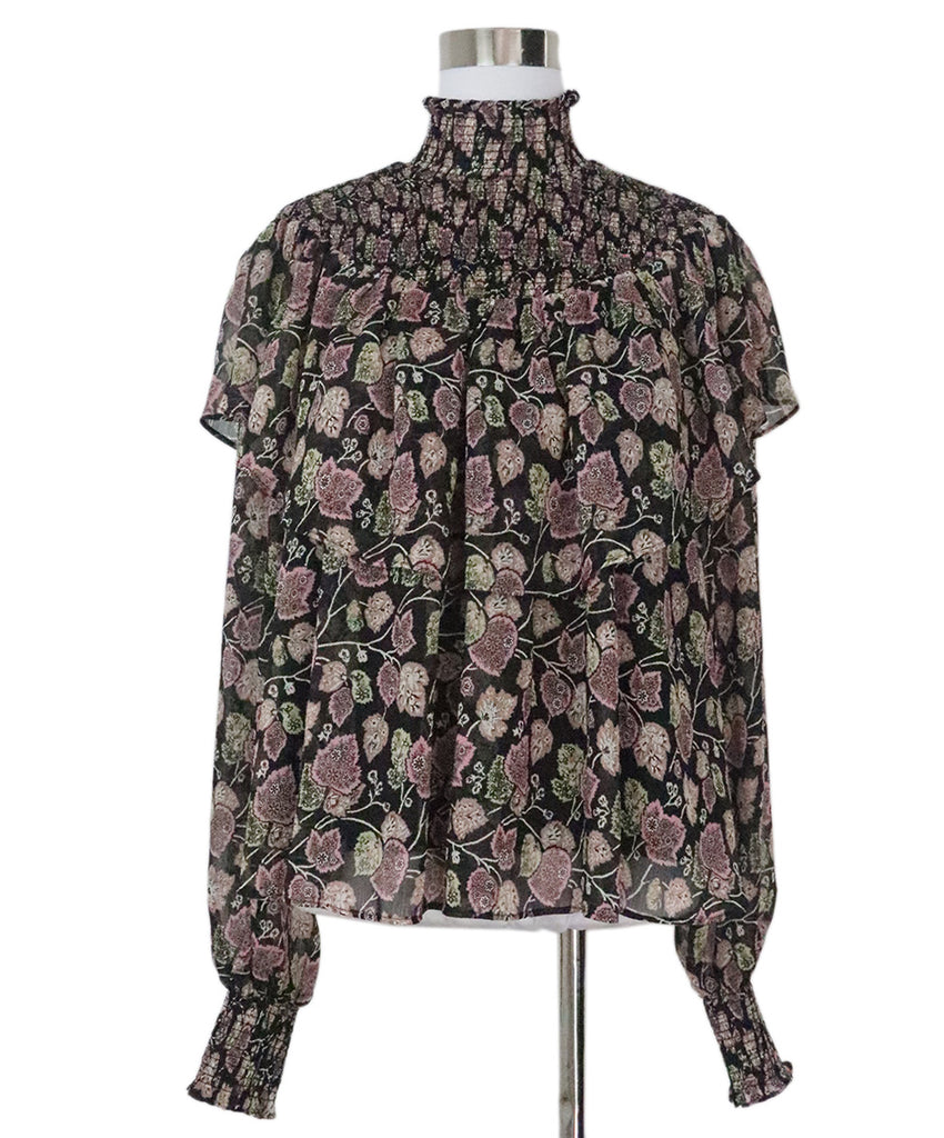 Cinq a' sept Black & Pink Print Blouse 