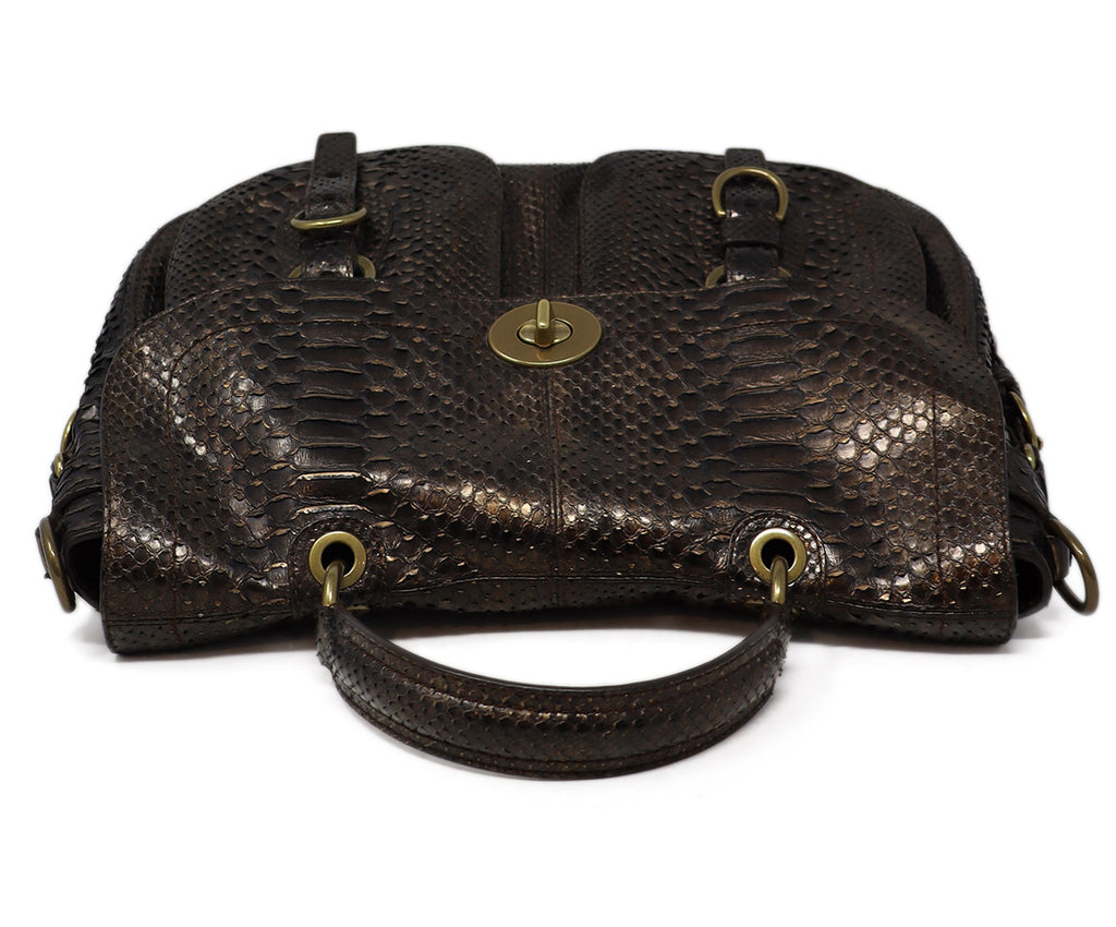 Coach Brown Python Leather Satchel 4